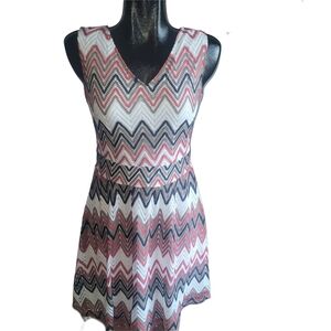 Suzy Shier Chevron Pattern Sleeveless Dress M